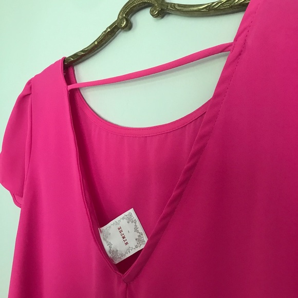 Hot Pink Neon Boutique Top with V back - Picture 8 of 10